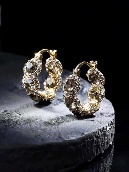 Glamorous Rhinestone Hoop Earrings – Sparkling Statement Hoops for Women.