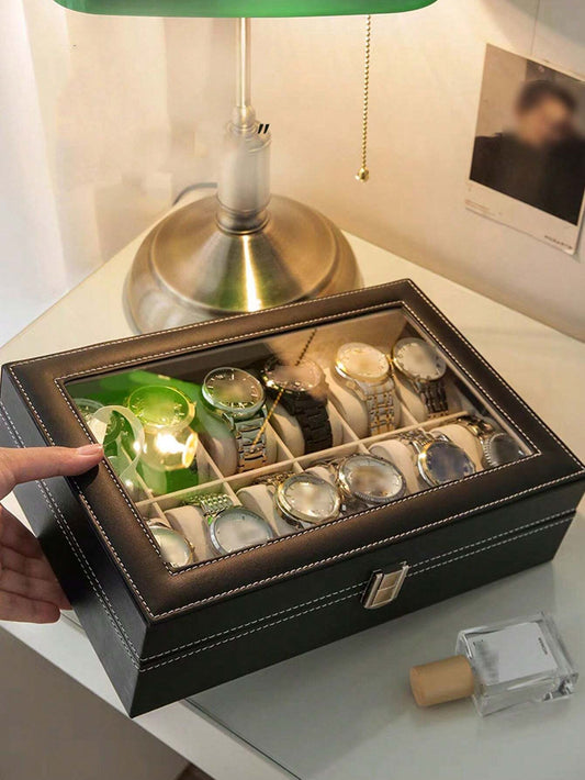 Leather Watch Box – Large Capacity Jewelry Organizer & Display Case for Watches, Bracelets & Accessories