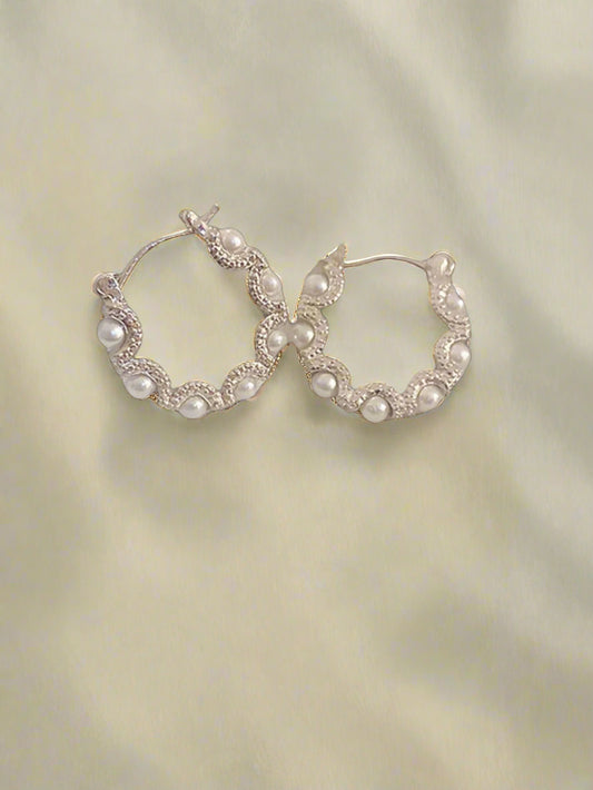 Vintage Pearl Hoop Earrings.