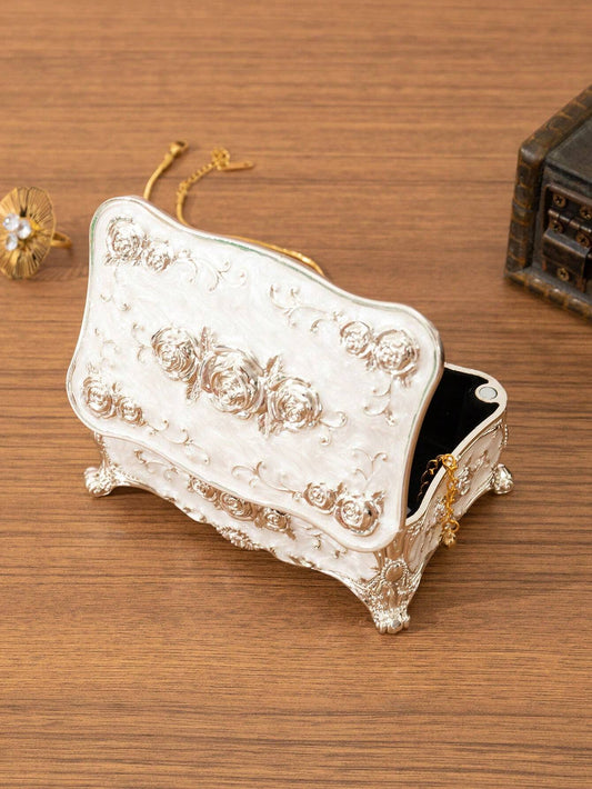 Vintage Carved Jewelry Storage Box – Antique Ring & Trinket Organizer | Gift for Women & Home Décor