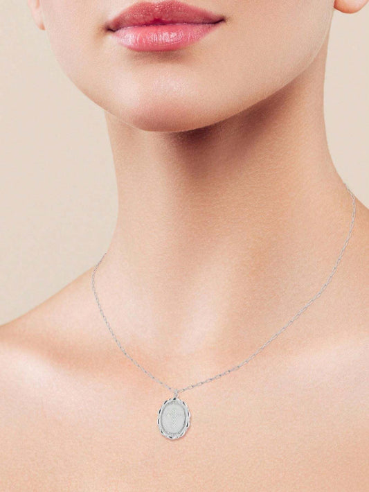 14K Gold Plated Sterling Silver Cross Oval Pendant Necklace