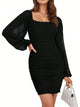 Women's Mesh Bodycon Mini Dress – Long Sleeve Cocktail Partywear