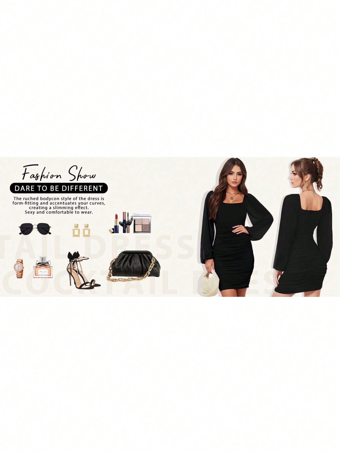 Women's Mesh Bodycon Mini Dress – Long Sleeve Cocktail Partywear