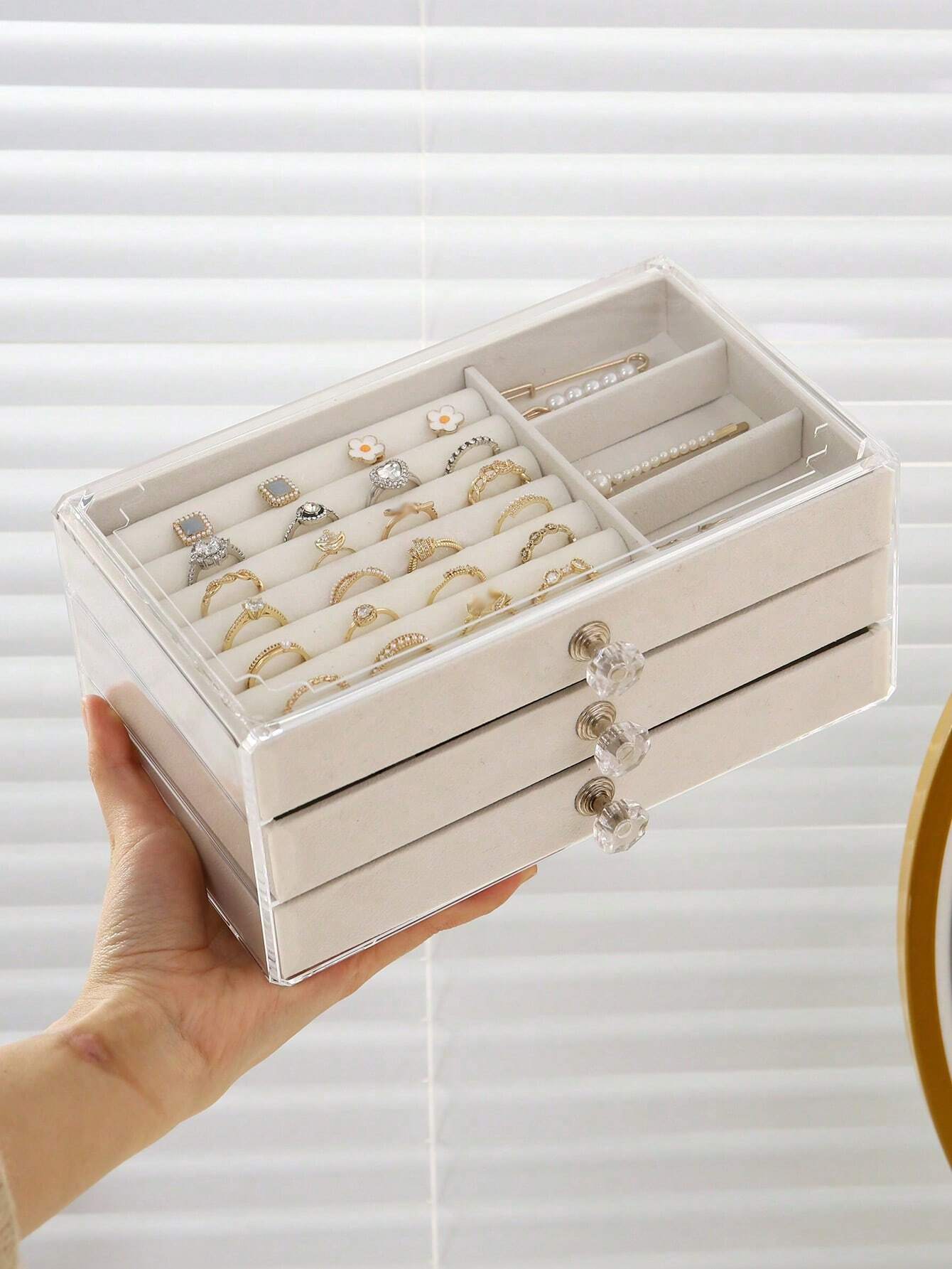 3-Layer Acrylic Jewelry Organizer Box – Necklace, Earrings & Ring Storage
