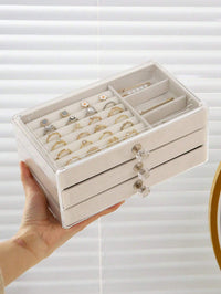 3-Layer Acrylic Jewelry Organizer Box – Necklace, Earrings & Ring Storage