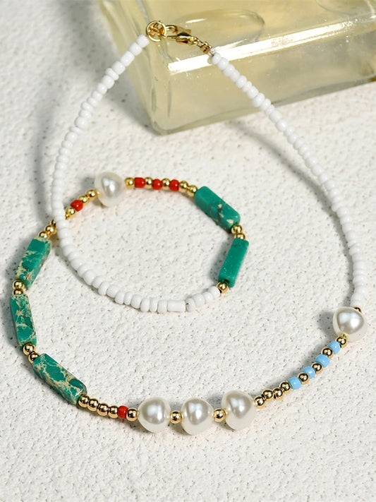 Pearl & Jade Bohemian Charm Necklace