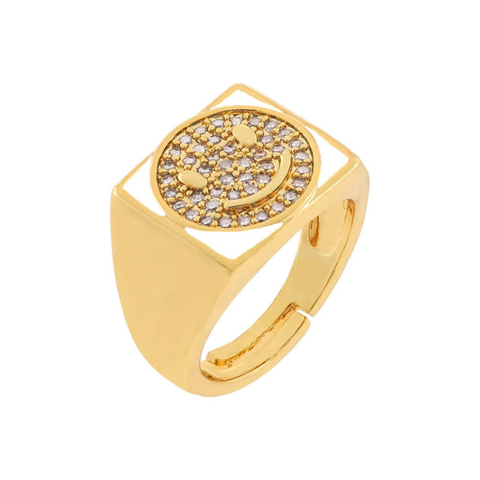 Smilestone Ring – Sparkling Silver-Plated Ring with Diamond-Like Stone