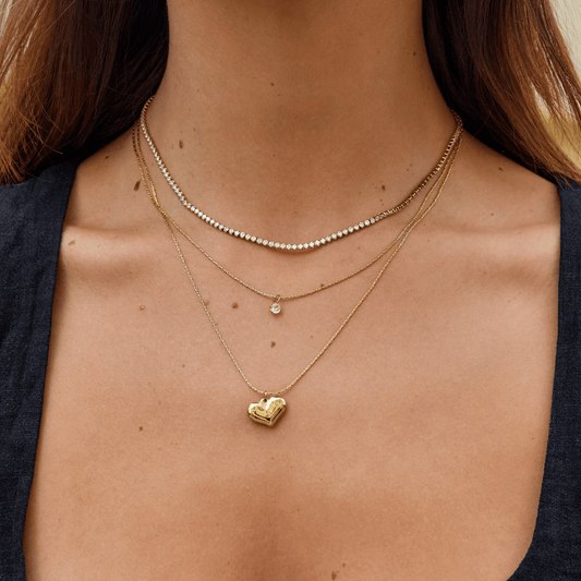 18K Gold Amari Layered Heart Pendant Necklace
