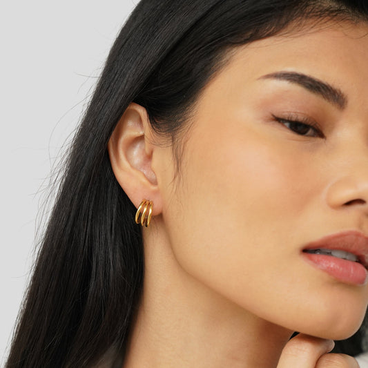 18K Gold Anaya Triple Hoop Earrings