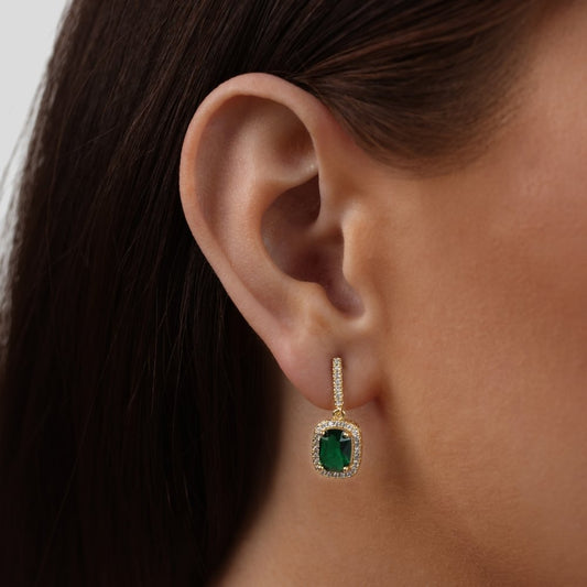 18K Gold Evergreen Crystal Earrings
