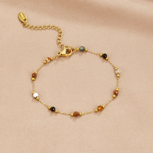 18K Gold Lulu Beaded Stone Bracelet
