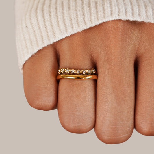 18K Gold Marissa White Crystal Layered Ring