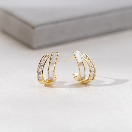 18K Gold Timeless Love Pearl & Crystal Earrings