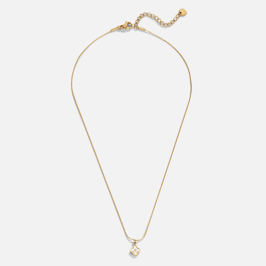 18K Gold White Flower Pendant Necklace – Elegant Floral Jewelry