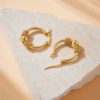 Gold Stainless Steel Half-Mesh Hoop Earrings – Modern & Elegant Jewelry