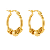 Gold Stainless Steel Half-Mesh Hoop Earrings – Modern & Elegant Jewelry