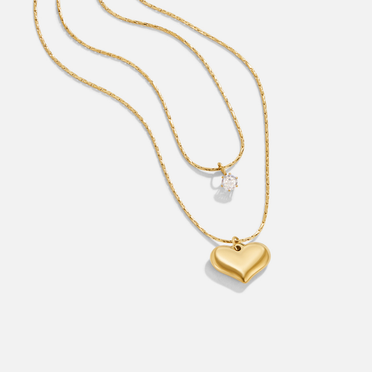 18K Gold Amari Layered Heart Pendant Necklace