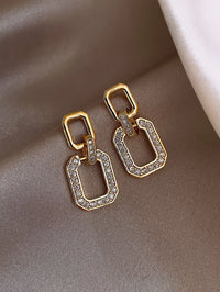 Rectangular Crystal Earrings with Sparkling Design for Women