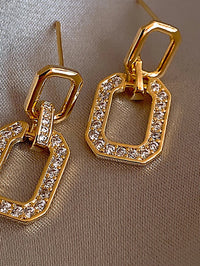 Rectangular Crystal Earrings with Sparkling Design for Women