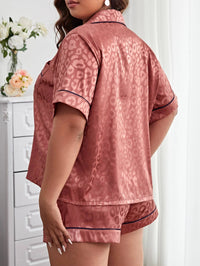 Jacquard Satin Pajama Set – Contrast Piping Women's Nightwear