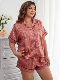 Jacquard Satin Pajama Set – Contrast Piping Women's Nightwear