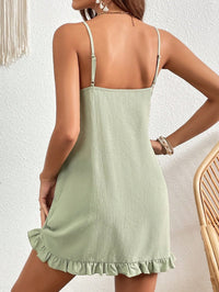 Women's Green Ruffle Strap Cami Dress – Lightweight Summer Beachwear