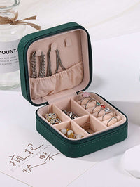 Green Velvet Jewellery Storage Box – Elegant Organizer with Mirror & Compartments