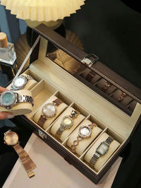 Leather Watch Box – Large Capacity Jewelry Organizer & Display Case for Watches, Bracelets & Accessories