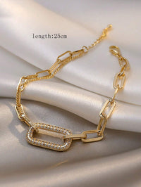 Geometric Rhinestone Chain Bracelet – Elegant Minimalist Jewelry for Women