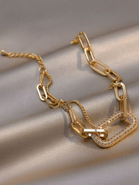 Geometric Rhinestone Chain Bracelet – Elegant Minimalist Jewelry for Women