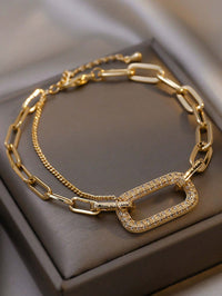 Geometric Rhinestone Chain Bracelet – Elegant Minimalist Jewelry for Women