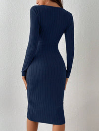 Ribbed Knit Bodycon Dress – Slim Fit, Elegant & Minimalist Style for Women.