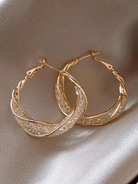Gold Mesh Crystal Dangle Earrings – Elegant Statement Jewellery.