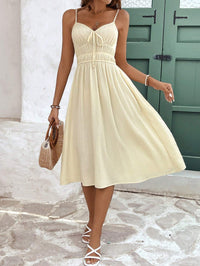 Lemon Yellow Strap Midi Dress – Lightweight Summer A-Line