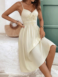 Lemon Yellow Strap Midi Dress – Lightweight Summer A-Line