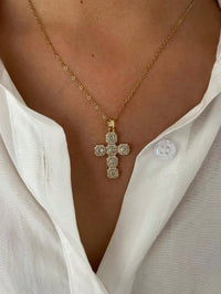 14K Gold-Plated Rhinestone Necklace – Waterproof, Tarnish-Resistant, Adjustable Length