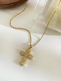 14K Gold-Plated Rhinestone Necklace – Waterproof, Tarnish-Resistant, Adjustable Length
