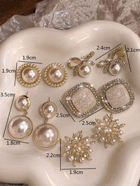 Crystal & Pearl Stud Earring Set – Rhinestone Earrings for Women.