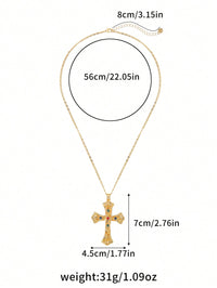 Vintage Cross Pendant Necklace – Fashion Chain, Gold-Plated Statement Jewellery for Women.