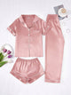 Silk Pajama Set – Solid Color with Contrast Trim & Collar – Women’s Sleepwear Set