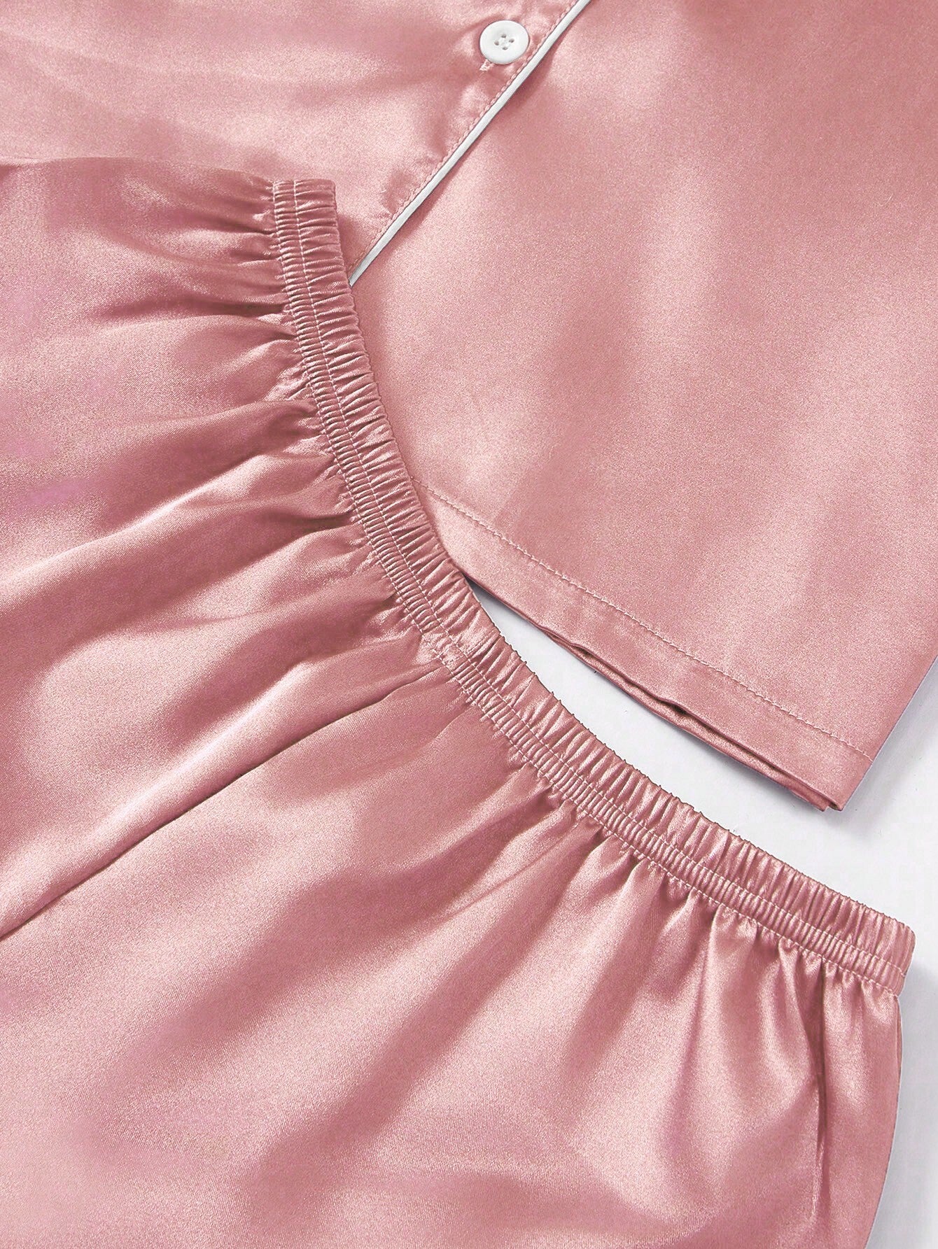Silk Pajama Set – Solid Color with Contrast Trim & Collar – Women’s Sleepwear Set