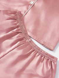 Silk Pajama Set – Solid Color with Contrast Trim & Collar – Women’s Sleepwear Set