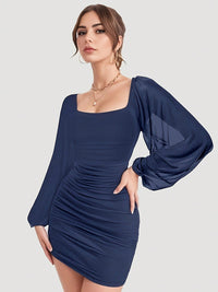 Women's Mesh Bodycon Mini Dress – Long Sleeve Cocktail Partywear