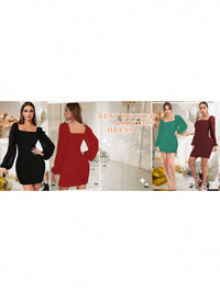 Women's Mesh Bodycon Mini Dress – Long Sleeve Cocktail Partywear