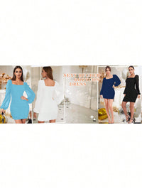 Women's Mesh Bodycon Mini Dress – Long Sleeve Cocktail Partywear