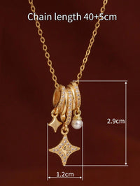 18K Gold-Plated Aurora Star Pendant Necklace with Pearl and Crystals.