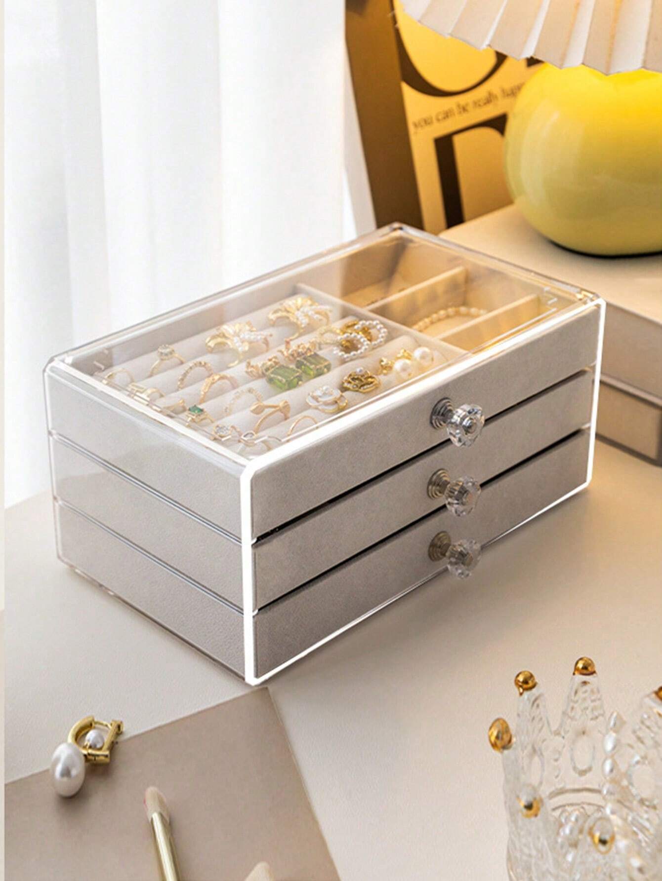 3-Layer Acrylic Jewelry Organizer Box – Necklace, Earrings & Ring Storage
