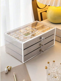 3-Layer Acrylic Jewelry Organizer Box – Necklace, Earrings & Ring Storage