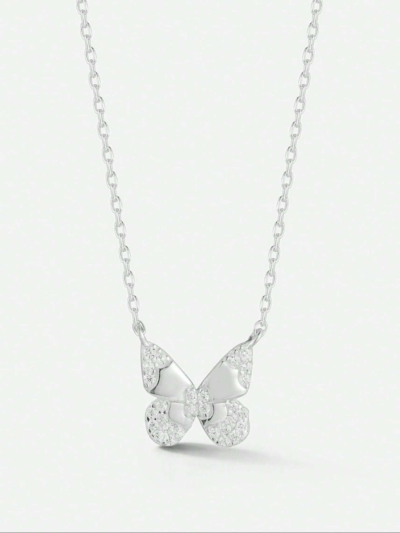 Livello Jewelry 14K Gold Plated 925 Sterling Silver Cubic Zirconia Dainty Butterfly Pendant Necklace For Women And Girls