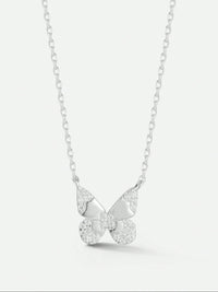 Livello Jewelry 14K Gold Plated 925 Sterling Silver Cubic Zirconia Dainty Butterfly Pendant Necklace For Women And Girls